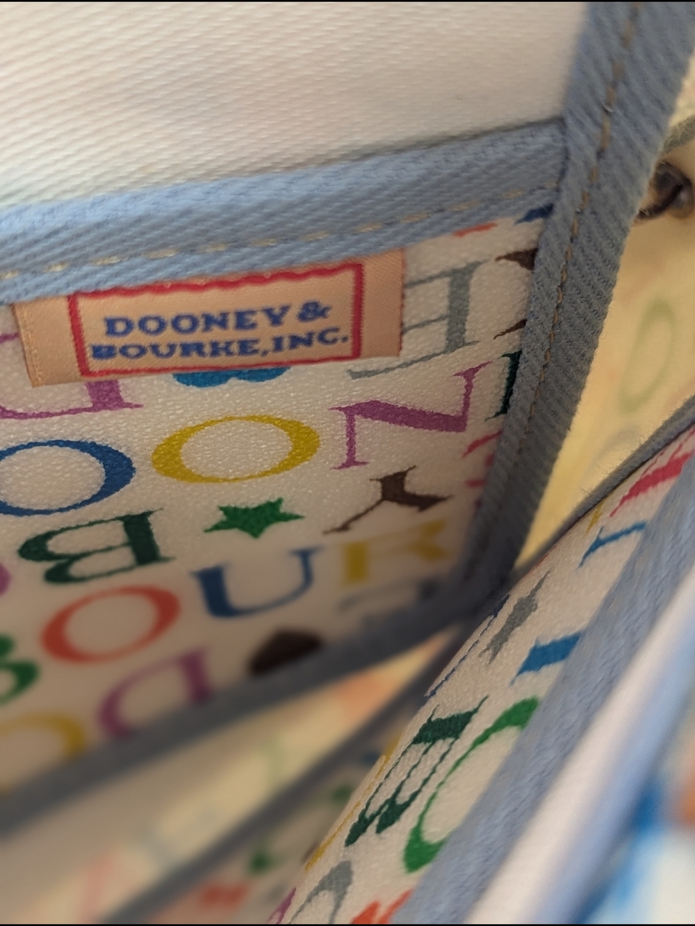 Dooney & Bourke Y2K Multicolor Logo Canvas Tote Bag White Leather Rainbow - Picture 10 of 16